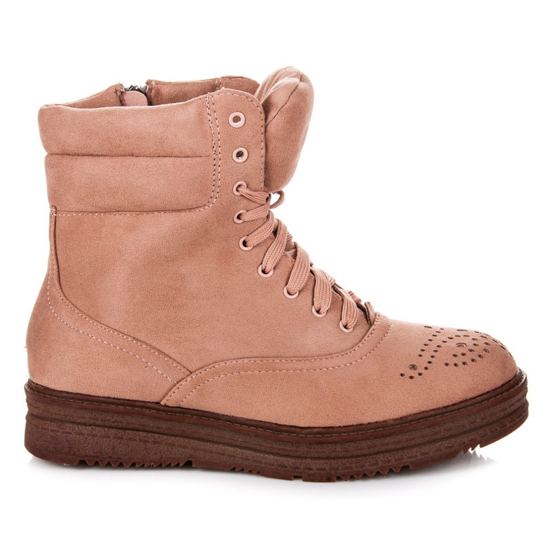 Vices Cizme cu dantelă pe platformă roz