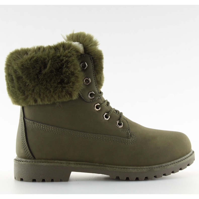 Cizme verzi calde din lemn cu blană verde