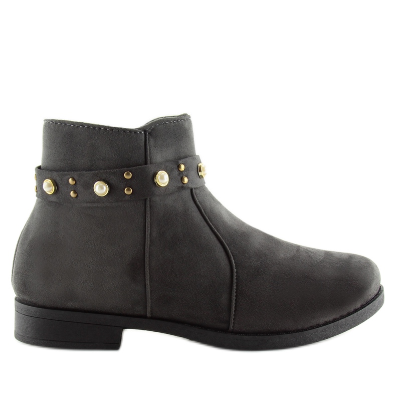 Gri X-19 Cizme Chelsea gri cu perle