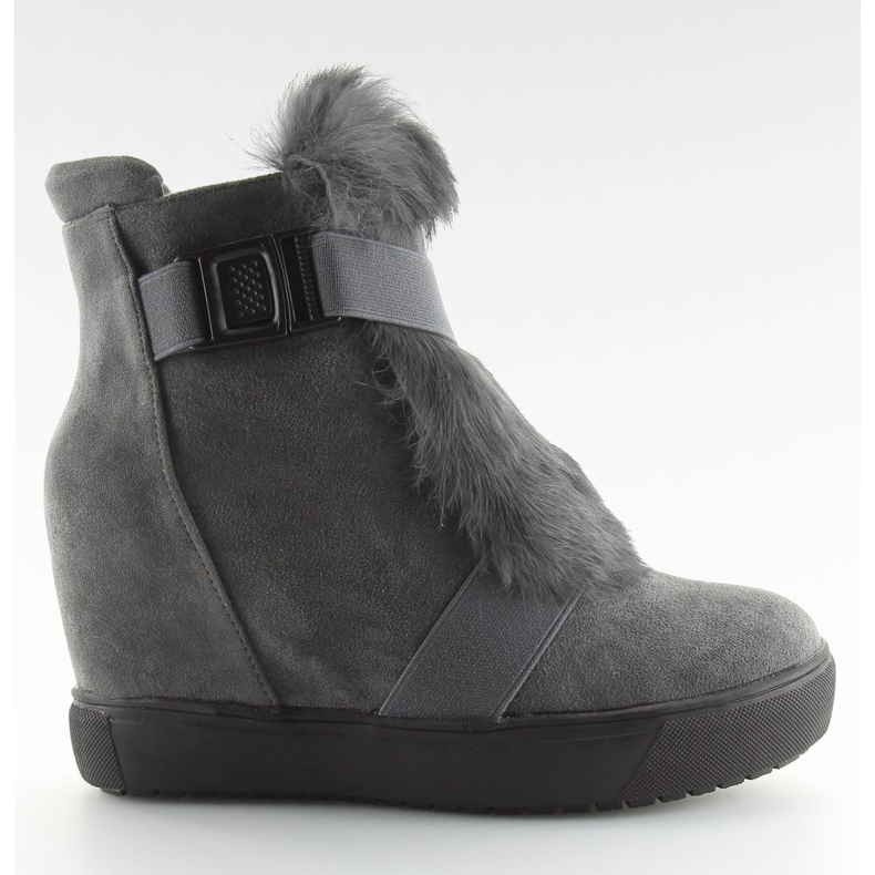 Tenisi gri cu blana 3123 D. gri