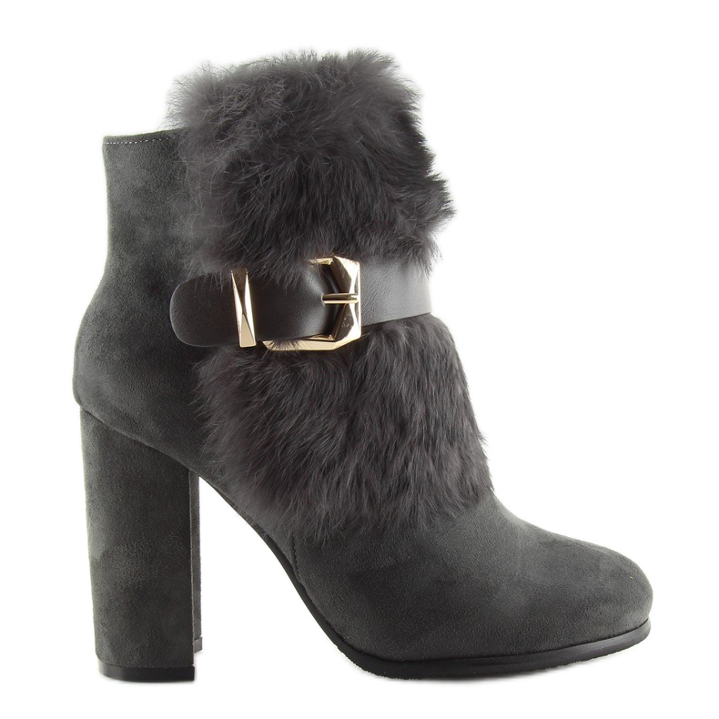 Cizme Gri Pe Toc Înalt Cu Blană gri 1316 D. Gri