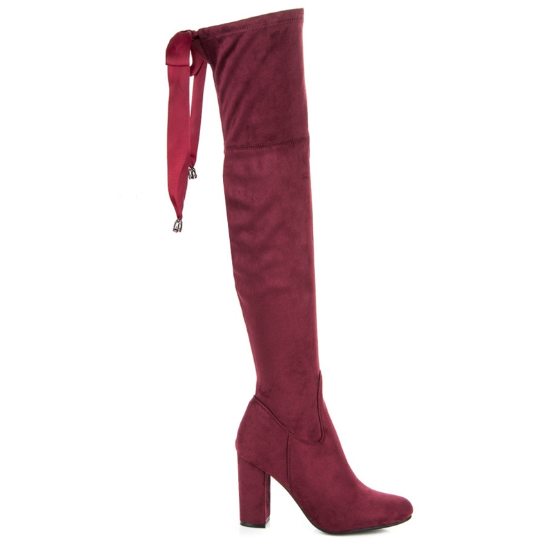 Ideal Shoes Muschetari maroon legați cu o panglică roșu