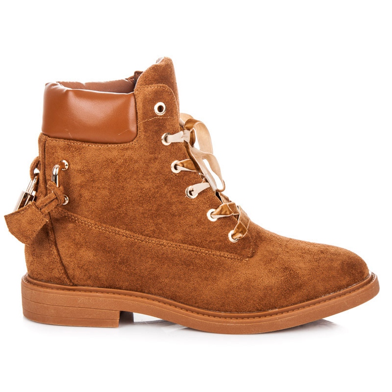 Ideal Shoes Muncitori din piele intoarsa legati cu o panglica maro Ideal Shoes Muncitori din piele intoarsa legati cu o panglica maro