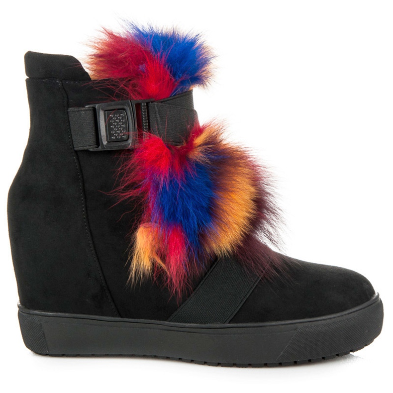 Vices Cizme cu pană cu blană negru