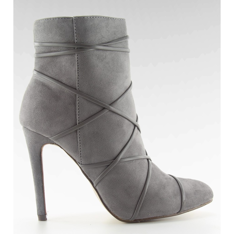 Cizme gri din piele intoarsa pe toc stiletto