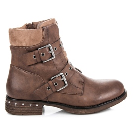 Kayla Cizme plate cu toc maro