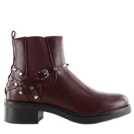 Cizme de dama vin maro cu crampoane roșu