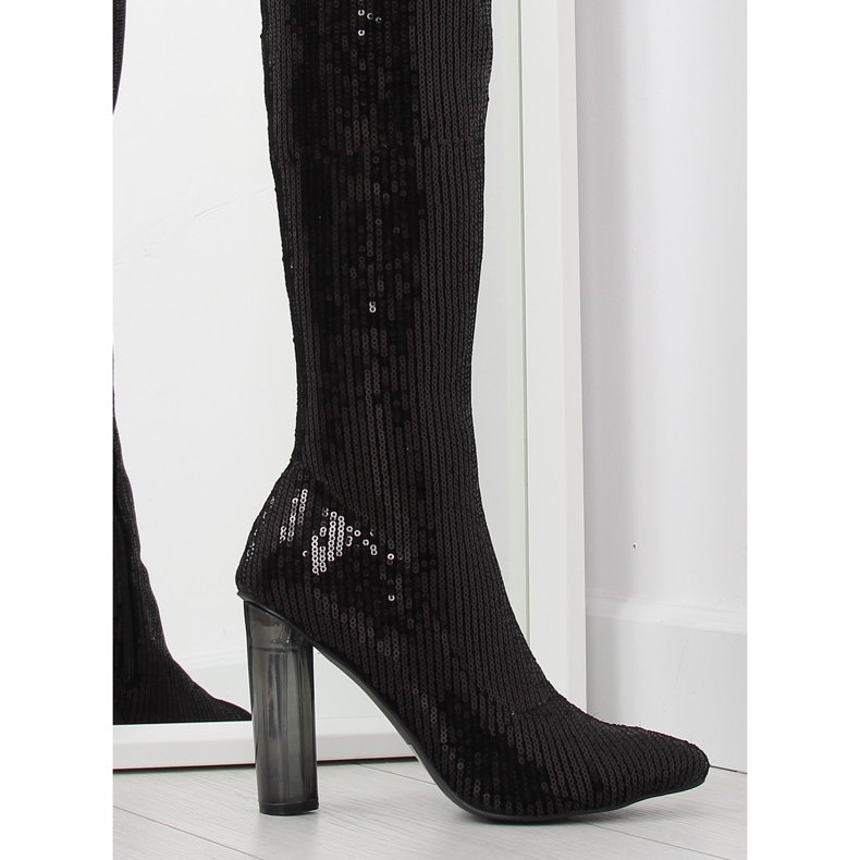 Cizme negre cu paiete AE55P negre negru