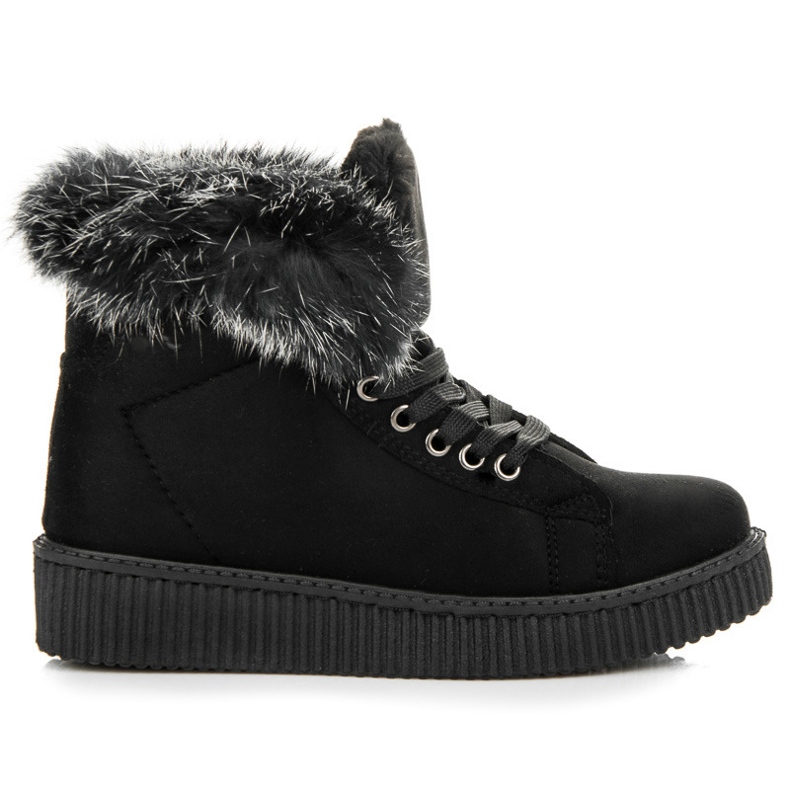 Cizme Creepers Cu Blana negru