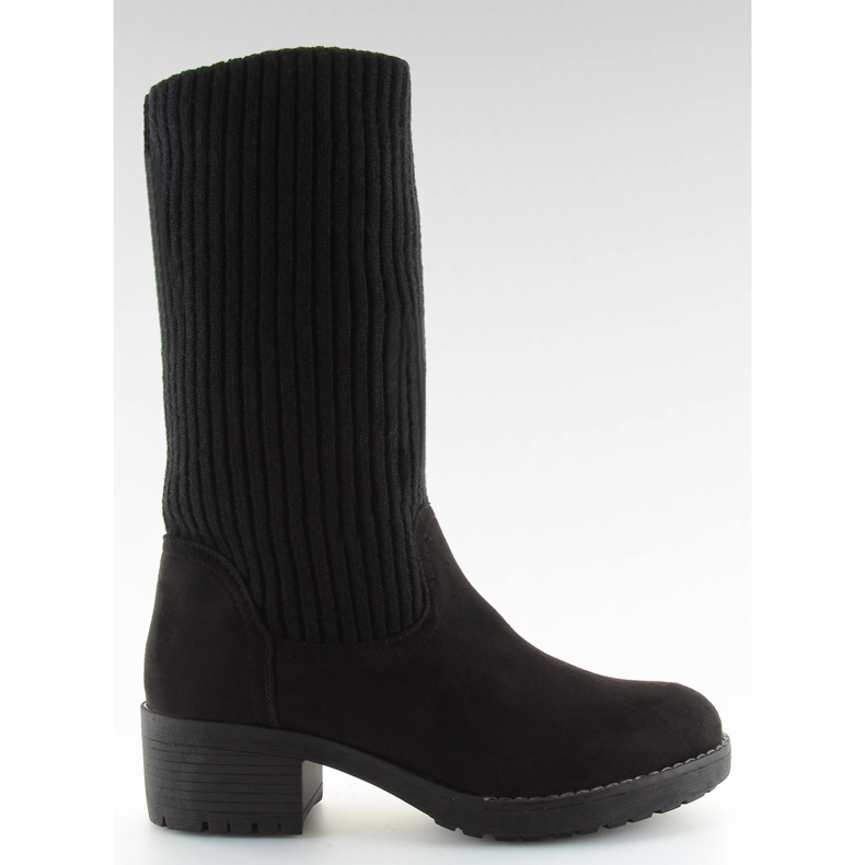 Botine negre cu partea superioară tricotată negru Botine negre cu partea superioară tricotată negru