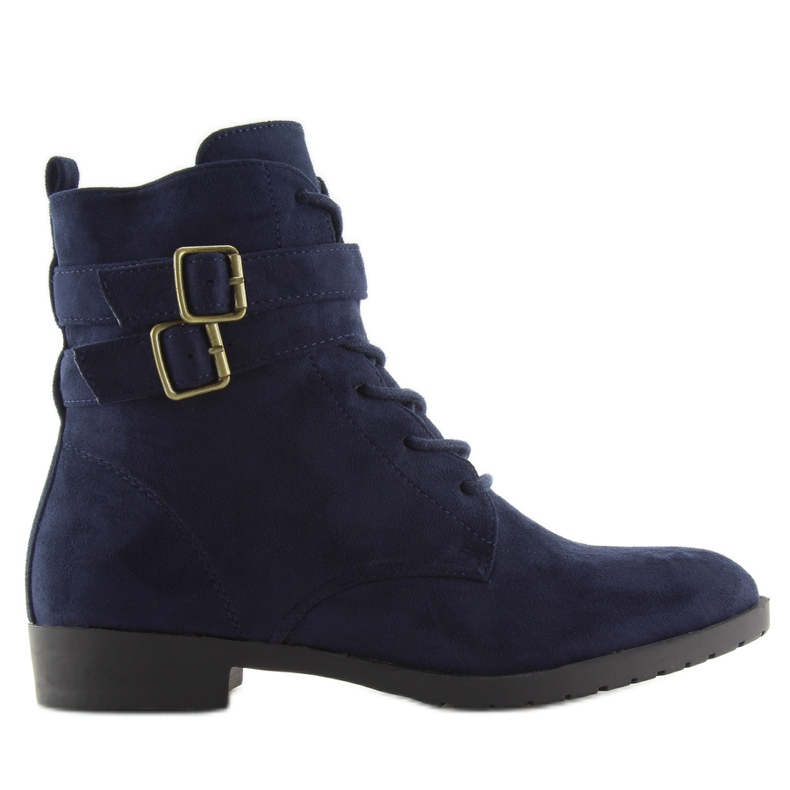 Cizme cu siret piele intoarsa bleumarin H7187 azul albastru marin