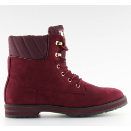Cizme cu șireturi, vin visiniu roșu