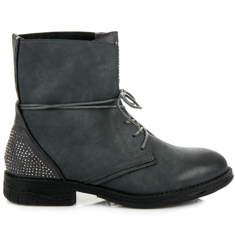 Queentina Cizme de muncitori cu cristale gri