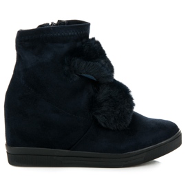 Tenisi cu pană cu blană albastru marin