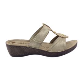 Papuci aurii Inblu GL086 cu velcro galben maro