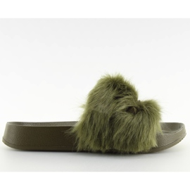 Papuci verzi S37 verzi cu blana verde