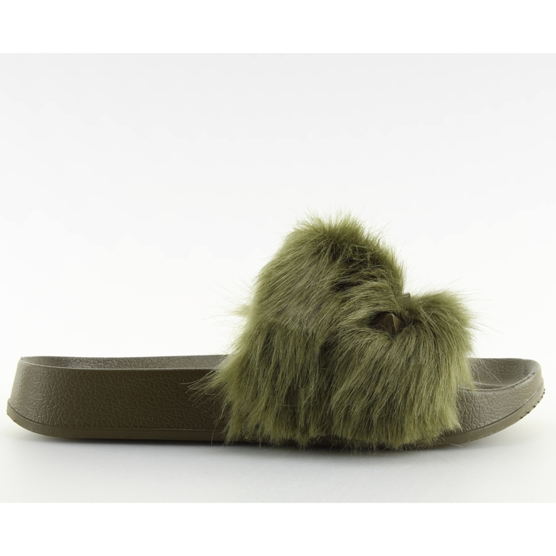 Papuci verzi S37 verzi cu blana verde