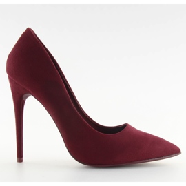 Pompe pe un toc stiletto piele intoarsa visiniu 5101 W. Rosu multicolor