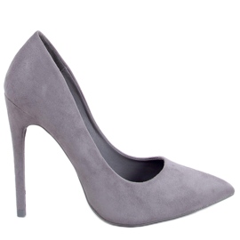 Pompă pe piele de căprioară gri 5101 Toc stiletto gri
