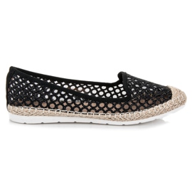 Vinceza Espadrile balerina ajurata negru