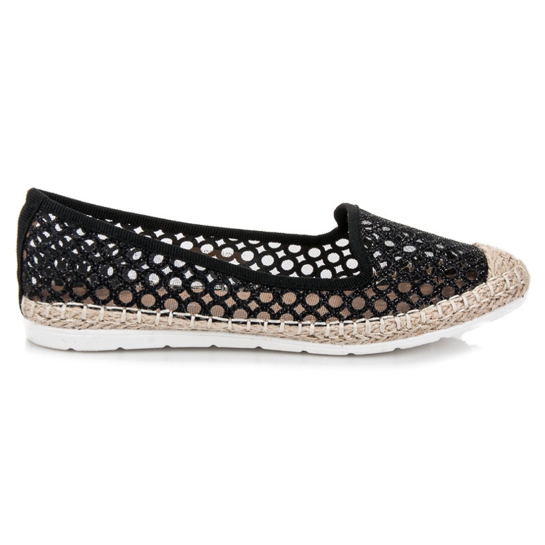 Vinceza Espadrile balerina ajurata negru