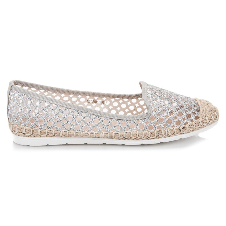Vinceza Espadrile balerina ajurata gri