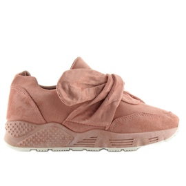 Pantofi sport piele intoarsa roz 06