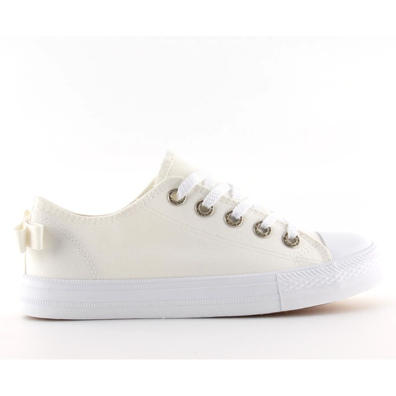 Adidasi albi de dama cu fundita 8935 White