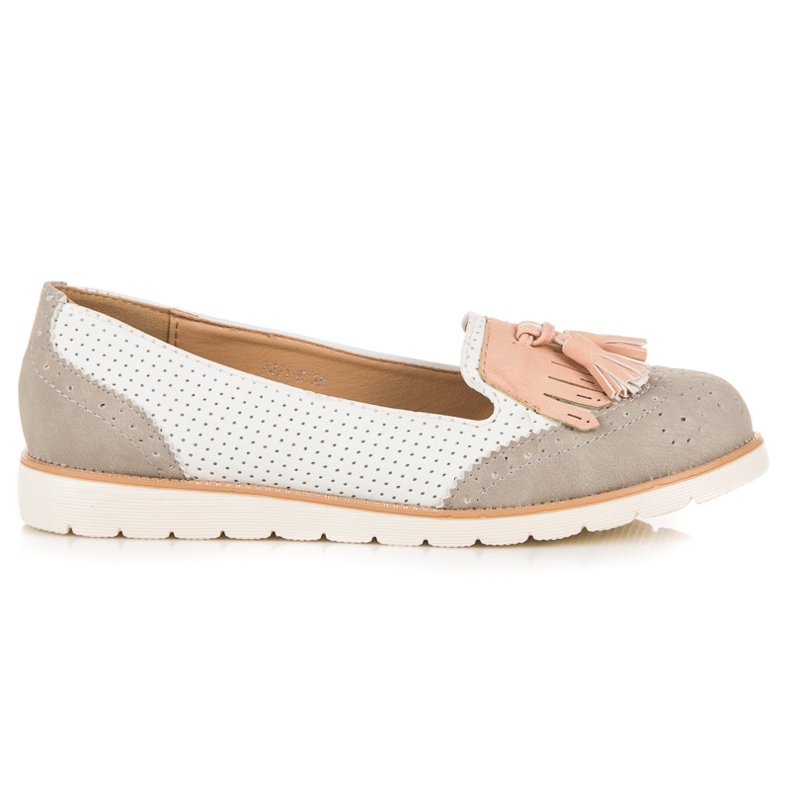 Vices Balerini ajurati cu franjuri alb gri roz