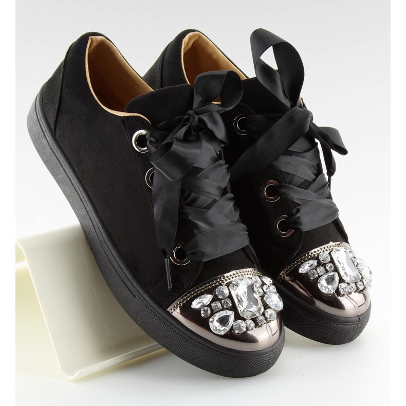 Pantofi Negri Cu Pietre 6192 Negru