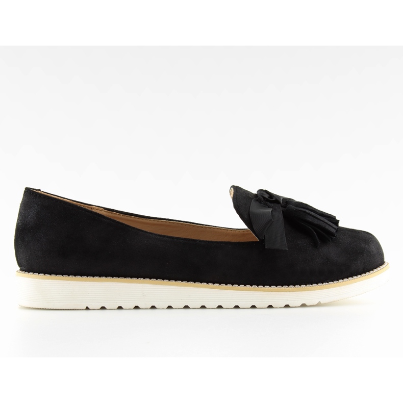 Negru Mocasini de dama cu franjuri 7214 Negru