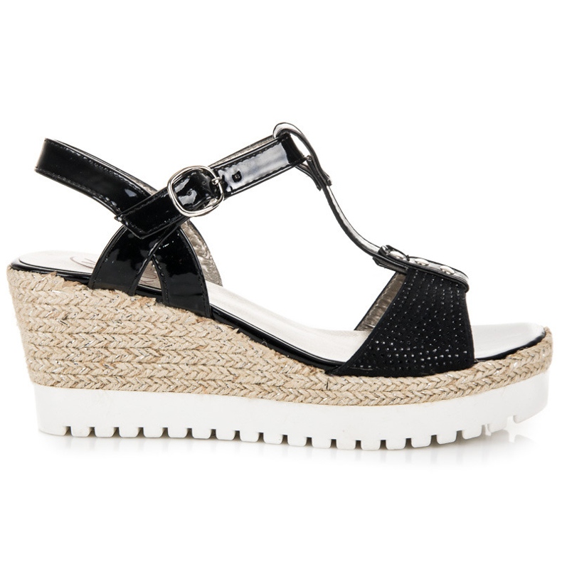 Kylie Sandale espadrile cu pană negru