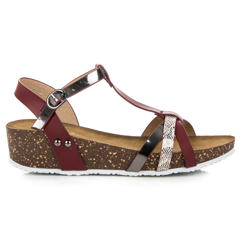 Vinceza Sandale cu pană burgundy roșu