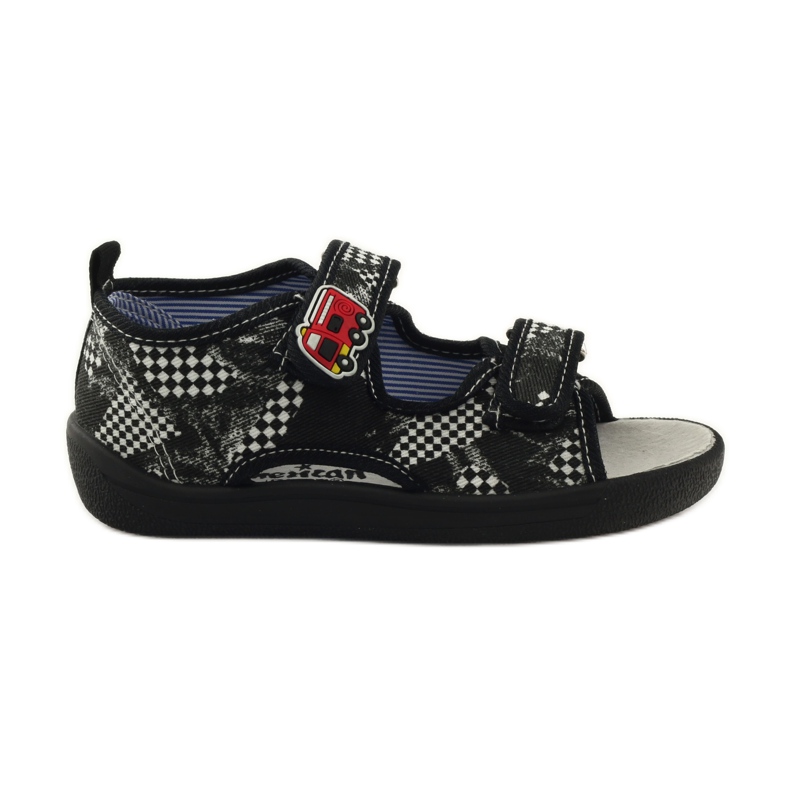 American Club Sandale cu talpă americană din piele alb negru