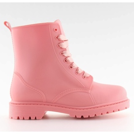 Cizme roz D56P rose cu șireturi