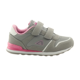 American Club Încrustație din piele americană cu velcro sport roz gri alb American Club Încrustație din piele americană cu velcro sport roz gri alb