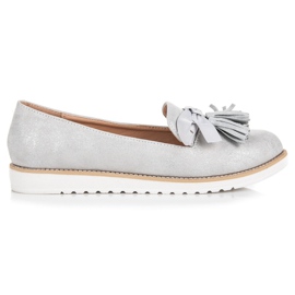 Vices Domnii din piele de căprioară cu franjuri gri