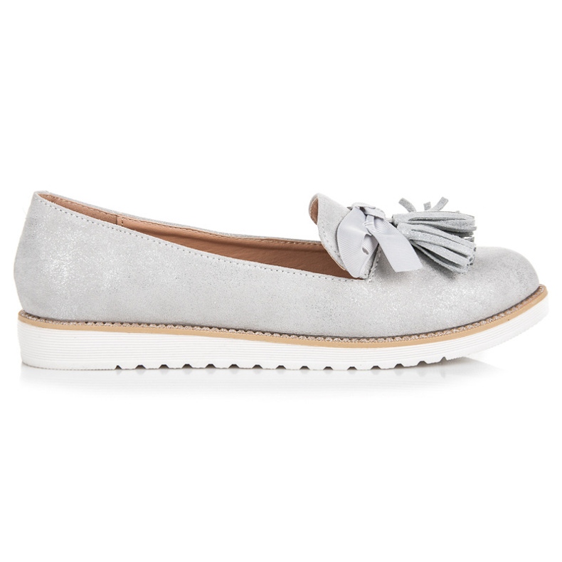 Vices Domnii din piele de căprioară cu franjuri gri