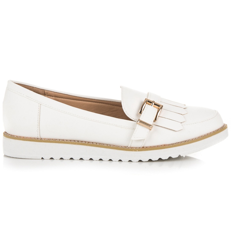 Vices Mocasini cu catarama decorativa alb Vices Mocasini cu catarama decorativa alb