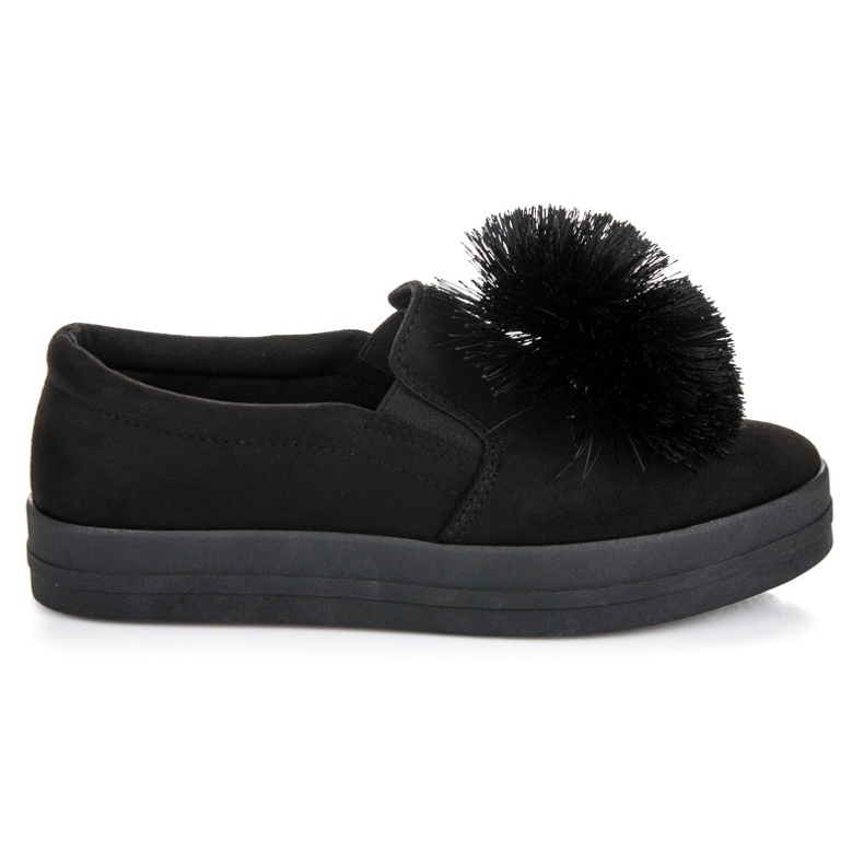 Vices Pantofi din piele intoarsa cu ciucuri negru