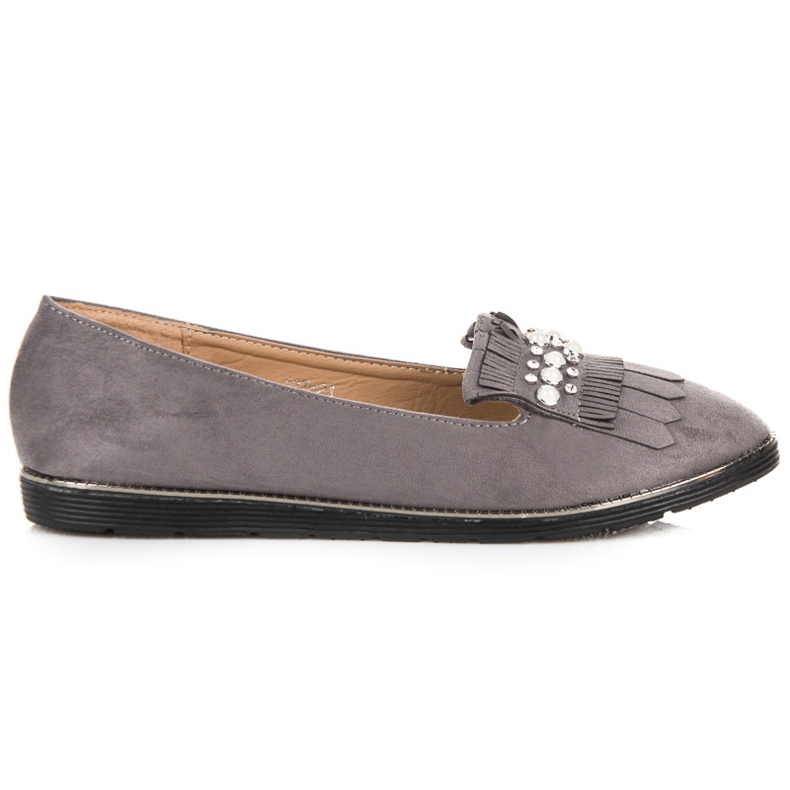 Mocasini cu ornament gri