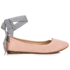 Ch. Creation Balerini din piele intoarsa cu panglica roz Ch. Creation Balerini din piele intoarsa cu panglica roz