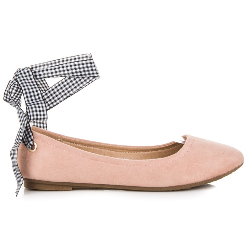 Ch. Creation Balerini din piele intoarsa cu panglica roz Ch. Creation Balerini din piele intoarsa cu panglica roz