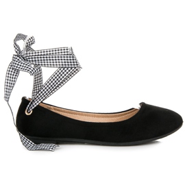 Ch. Creation Balerini din piele intoarsa cu panglica negru Ch. Creation Balerini din piele intoarsa cu panglica negru