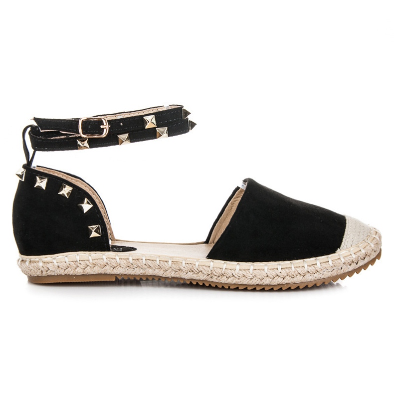 Queen Vivi Espadrile sandale plate negru