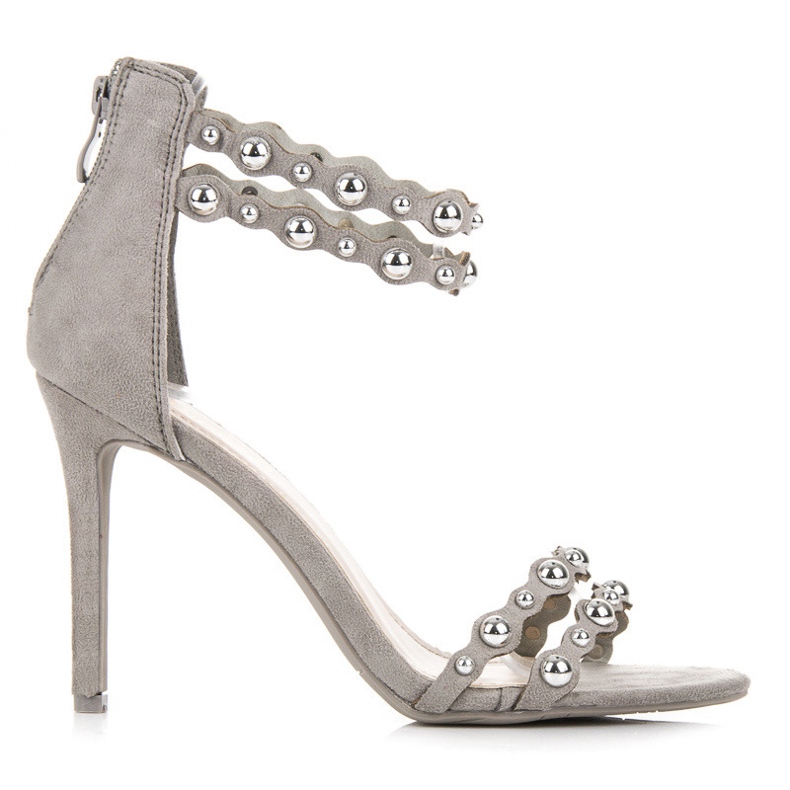 Vinceza Sandale Gri Cu Ornamente