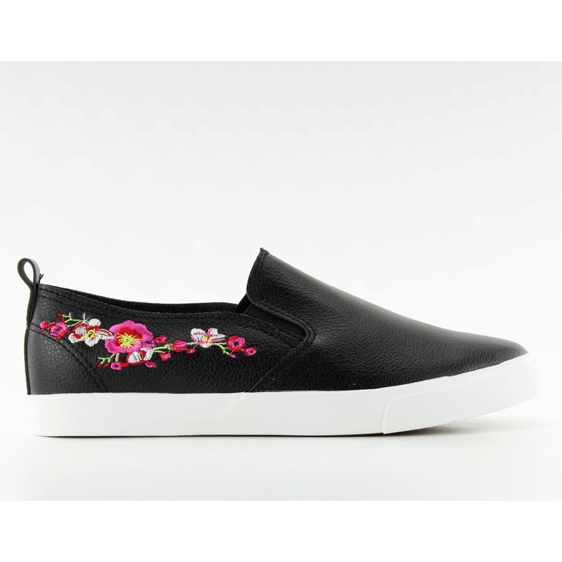 Pantofi cu broderie neagră delicată g1204a Negru