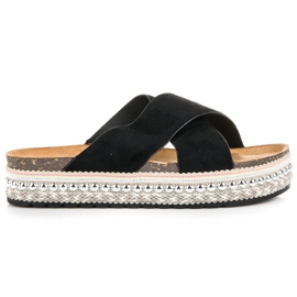 Seastar Papuci din piele intoarsa pe platforma negru