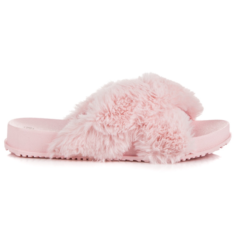 Papuci de blană eleganti roz Papuci de blană eleganti roz