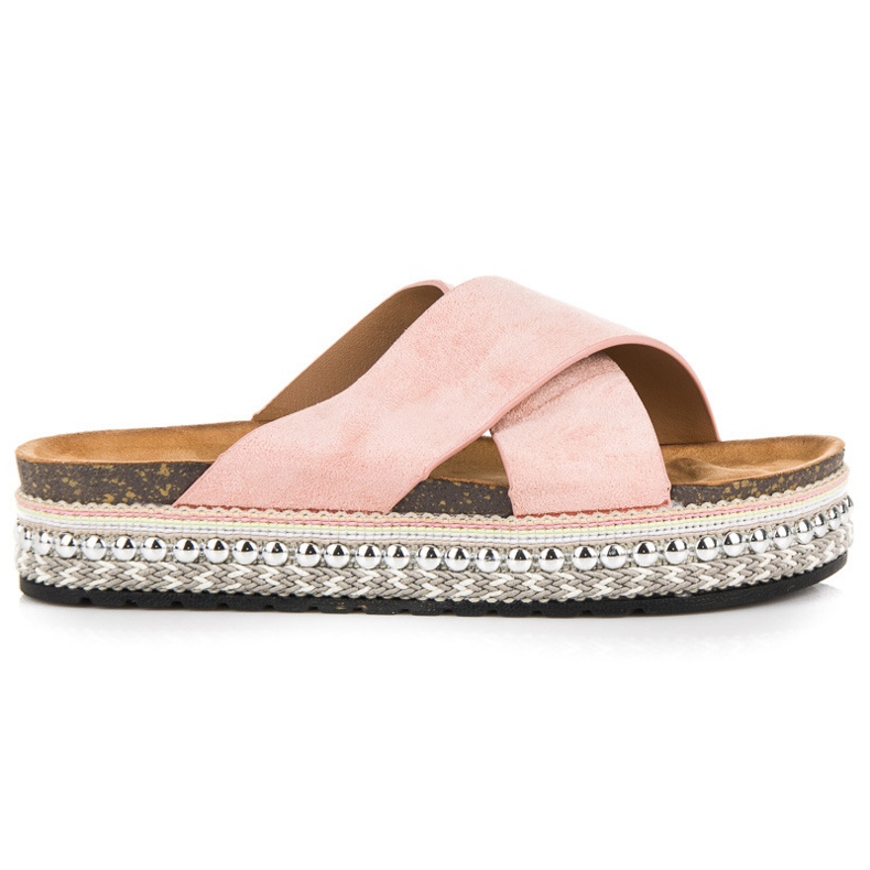 Seastar Papuci din piele intoarsa pe platforma roz